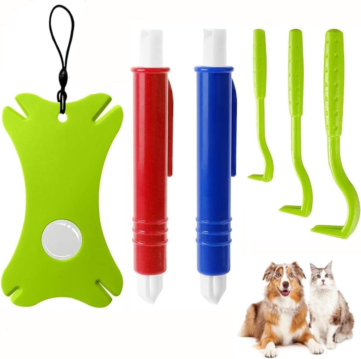 Tick Removal Tools, 3 Hooks and 2 Tick Pliers, Hooks for Dogs and Cats, Tick Remover - ShopVlot