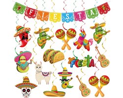 25pcs Mexican Fiesta Party Decoration Mexico Celebration Banner Cinco De Mayo Hanging Spirals For Mexican Theme Taco - ShopVlot
