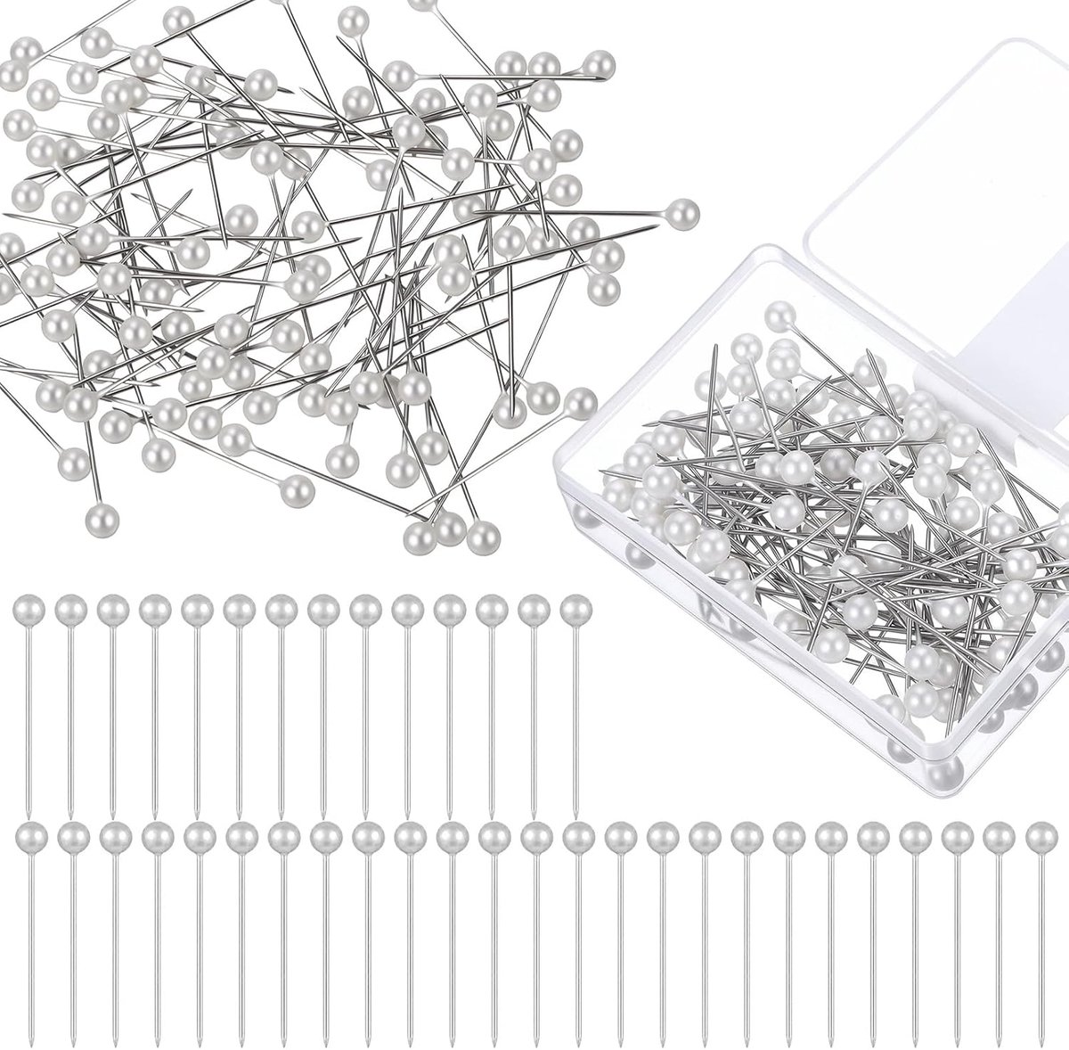 100 stuks witte parelspelden, 2,6 cm lange rechte parelnaalden - ShopVlot