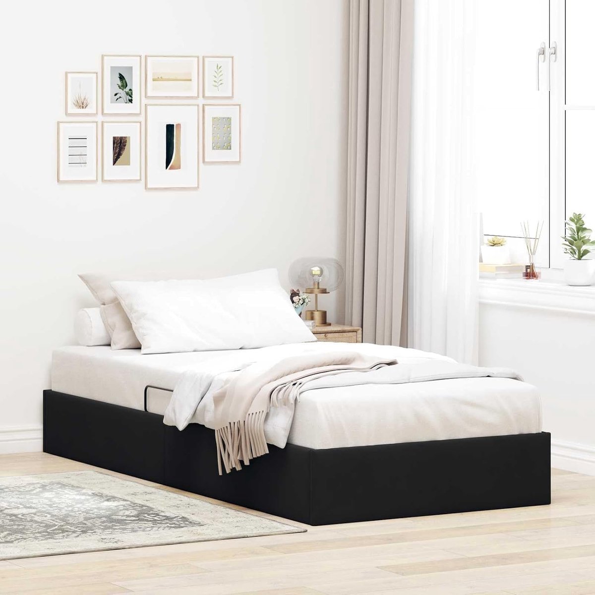 Opbergbedframe moderne hydraulische lift Zwart 100 x 200 cm