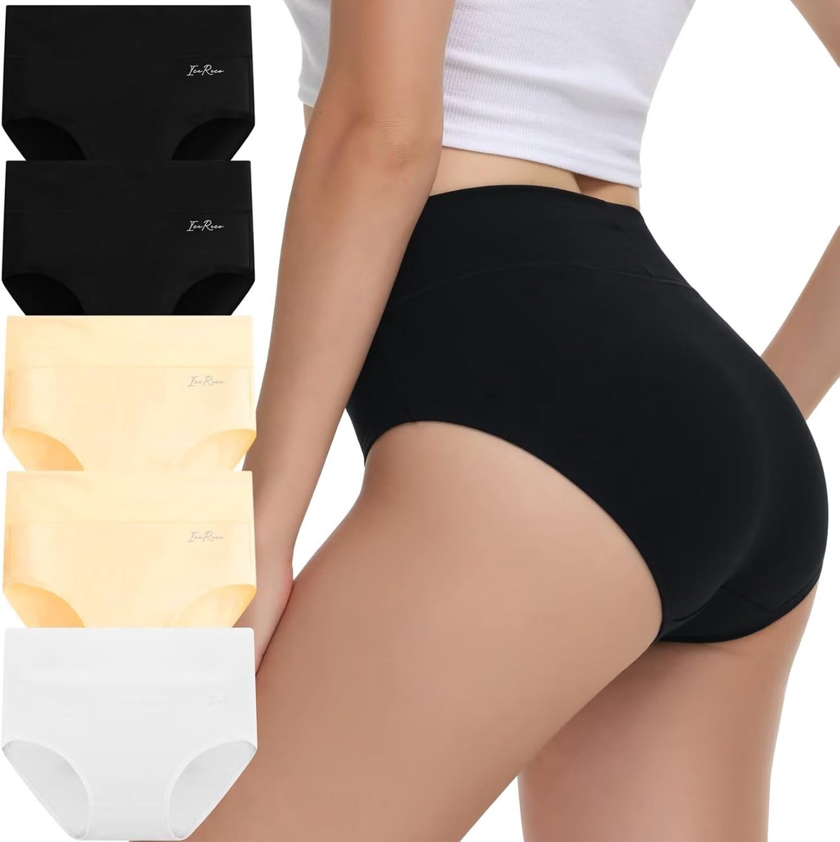 Dames Katoenen Slipset van 5 Hoog Taille - Ademend en Elastisch - Zacht en Comfortabel - Ideaal voor Dagelijks Gebruik - ShopVlot