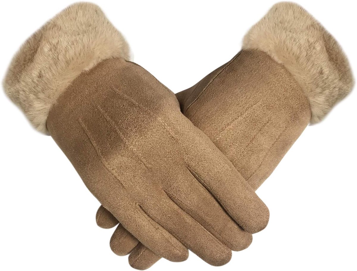 TOSKATOK Stijlvolle imitatiesuède voor dames, zachte, warme, gezellige winterhandschoenen met behaaglijke voering en - ShopVlot