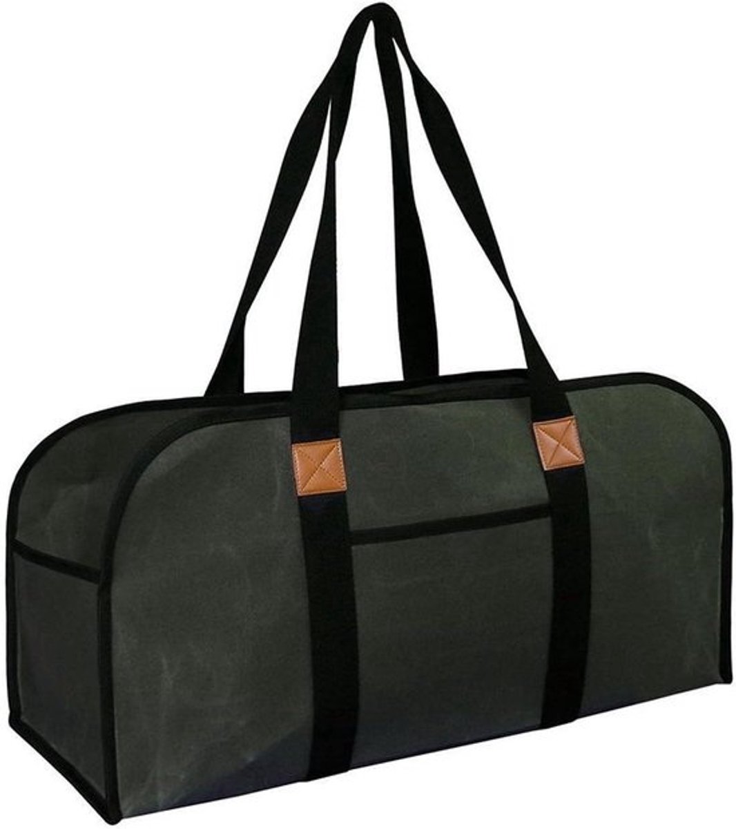 Tas voor brandhout - Opberger voor houtblokken - Voor gebruik bij de open haard - Grote capaciteit - 55 cm - Canvas