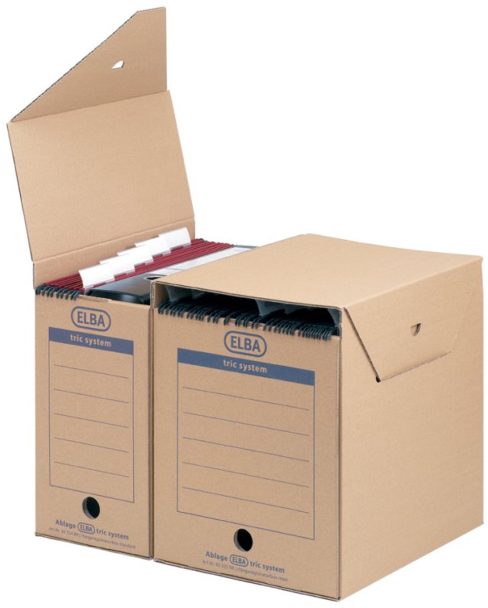 ELBA Hängemappen-Archiv tric System standard, naturbraun für DIN A4, aus stabiler Wellpappe, allseitig geschlossen (83524)