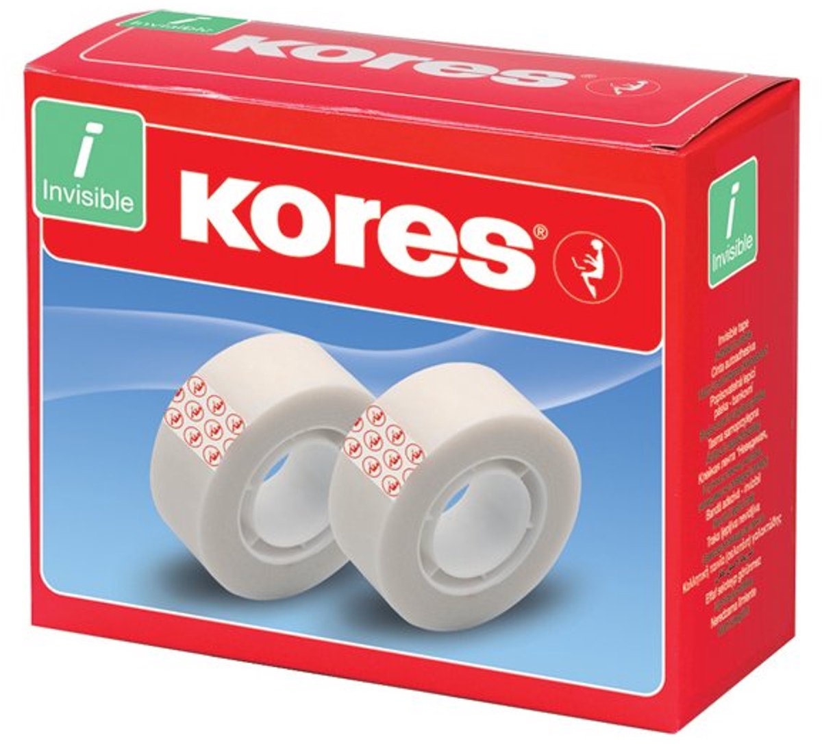 Kores onzichtbare tape, onzichtbaar, beschrijfbaar, 24 stuks