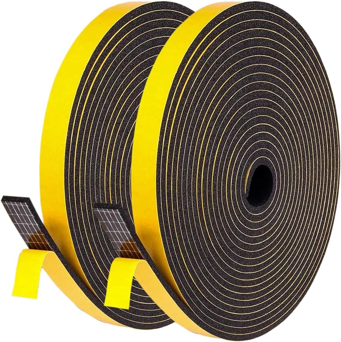 Zelfklevende Sealing Tape voor Deuren en Ramen - Rubber Foam Tape voor Geluiddemping, Isolatie en Bescherming - 12 mm (B) x 3 mm (D), 12 m, Zwart