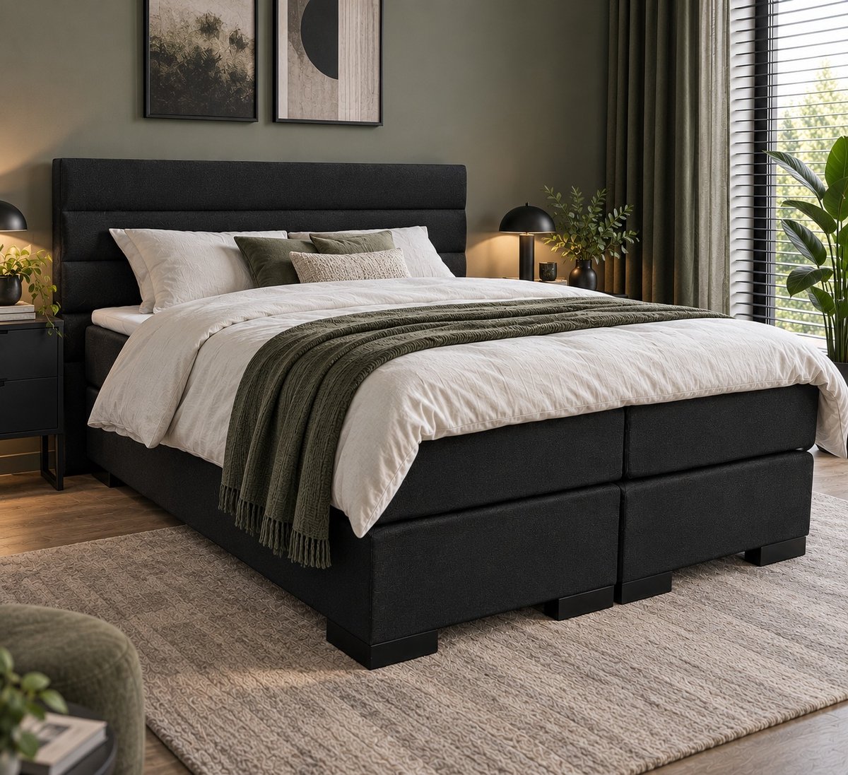 Slaaploods.nl Romance - Boxspring inclusief matras - 140x200 cm - Zwart