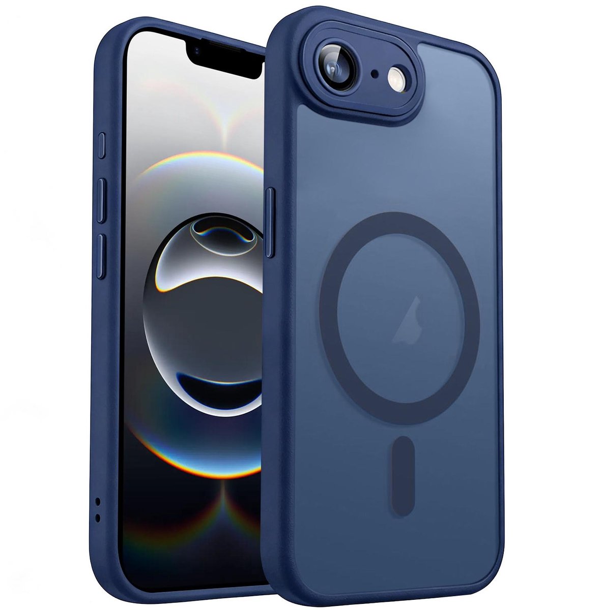 XDcase Skin Feel Transparant Mat Hoesje met MagSafe magneet & Lensbescherming – iPhone 17e / 16e Midnight Blue