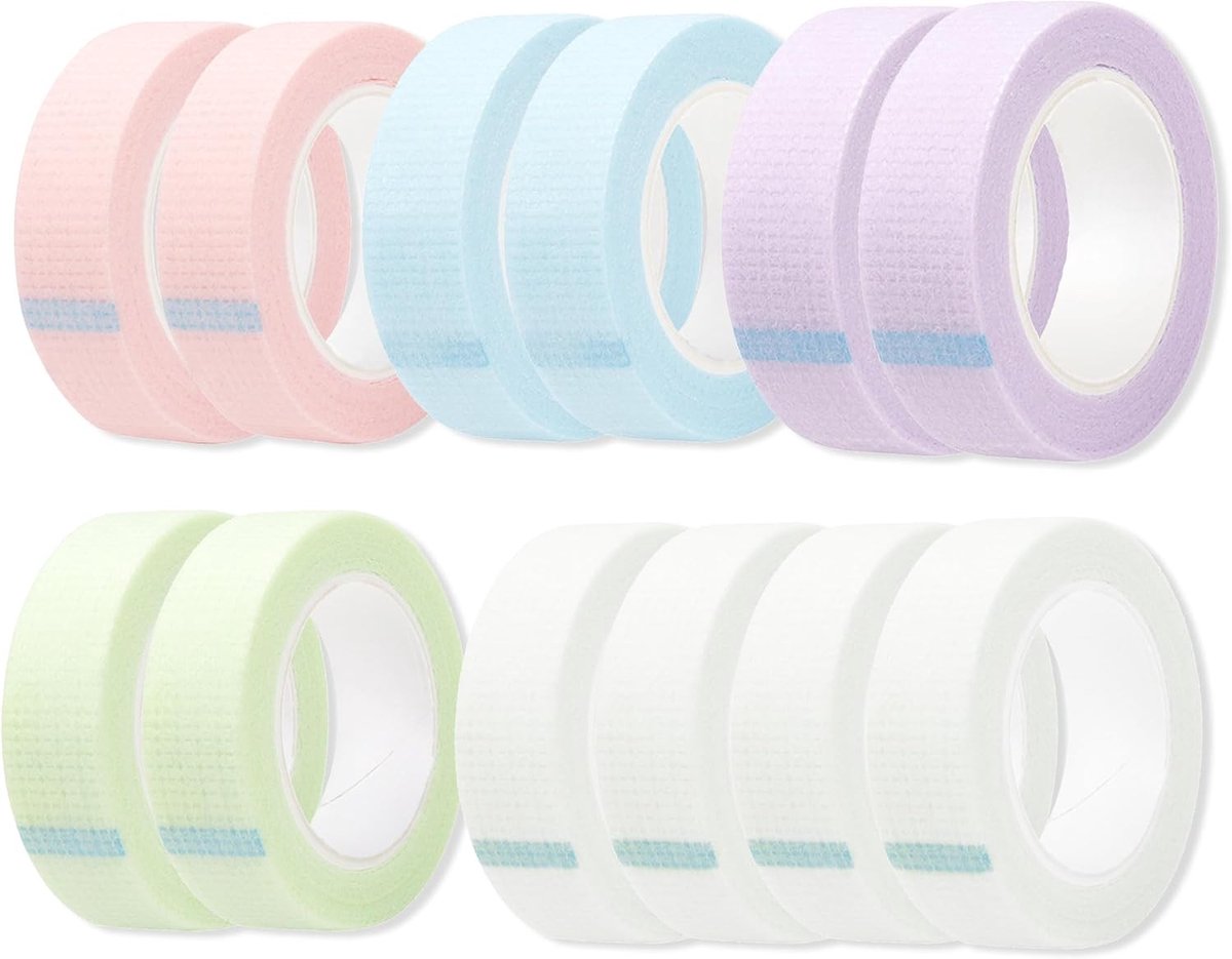 Eyelash Tape voor Wimperextensions - 12 Rollen Micropore Tape, 12.5mm x 4.5m, Ideaal voor Wimperstyling en Make-up Accessoires