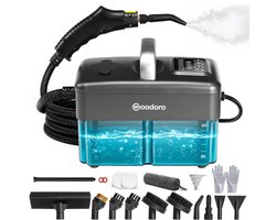 Stoomreiniger 121°C – In 15s Warm – 60 Min Stomen – 6 Standen – Handstomer voor Bank, Vloer, Badkamer, Keuken, Auto, Tapijt – Vlekkenreiniger – Handstoomreiniger – 1.6L Steam Cleaner – Woodoro