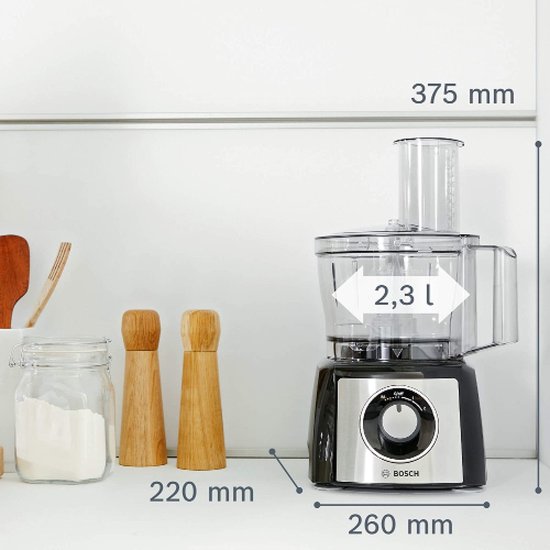 Bosch MCM3531M MultiTalent 3 - Keukenmachine - 800W - Foodprocessor - Veiligheidsdeksel - Zwart/RVS van Bosch — afbeelding 3