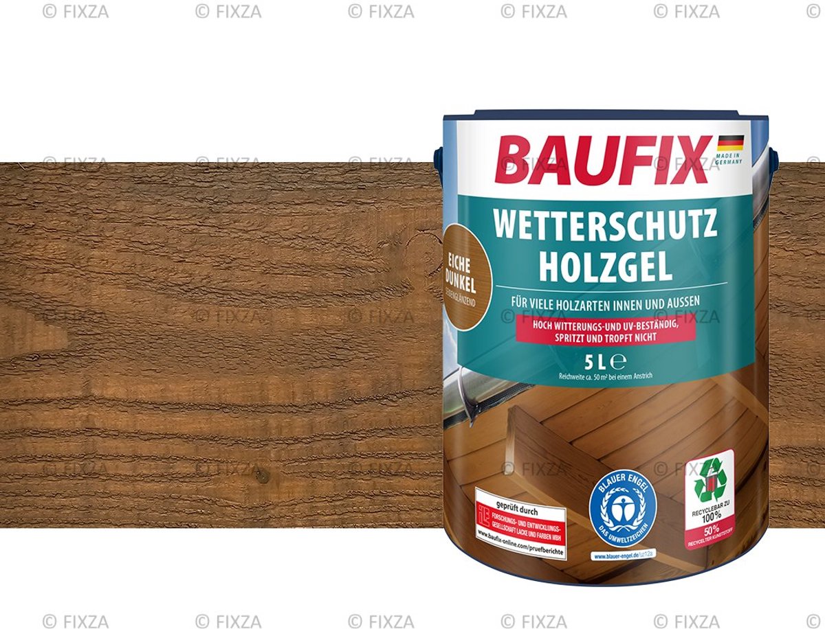 BAUFIX Buitenbeits – Donker Eiken – Zijdeglans – 5 Liter – Voor Schutting, Tuinhuis & Blokhut – UV- & Weerbestendig