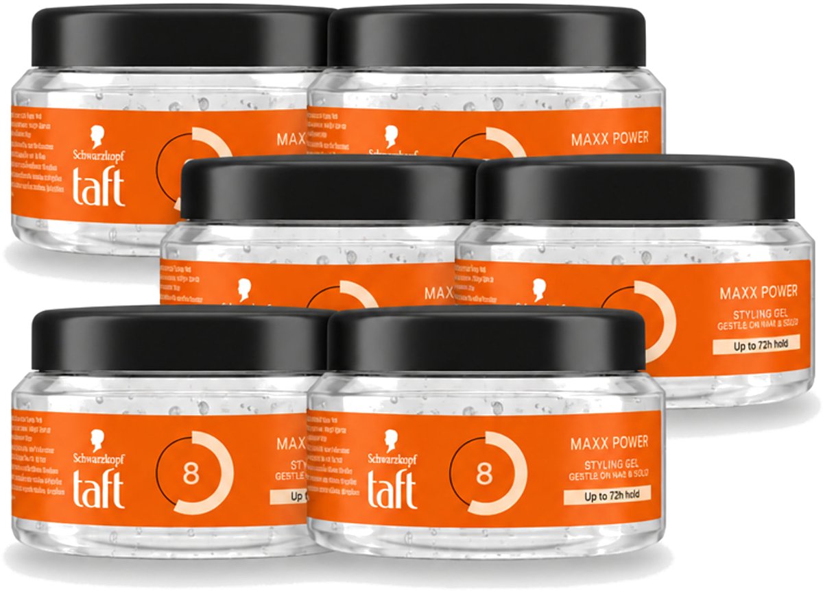 6 x Taft - Maxx Power 8 - Styling Gel - Maximale controle - 250 ml - Voordeelverpakking - 6 stuks