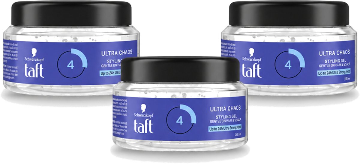 3 x Taft - Ultra Chaos 4 - Styling Gel - Creatieve fixatie - 250 ml - Voordeelverpakking - 3 stuks