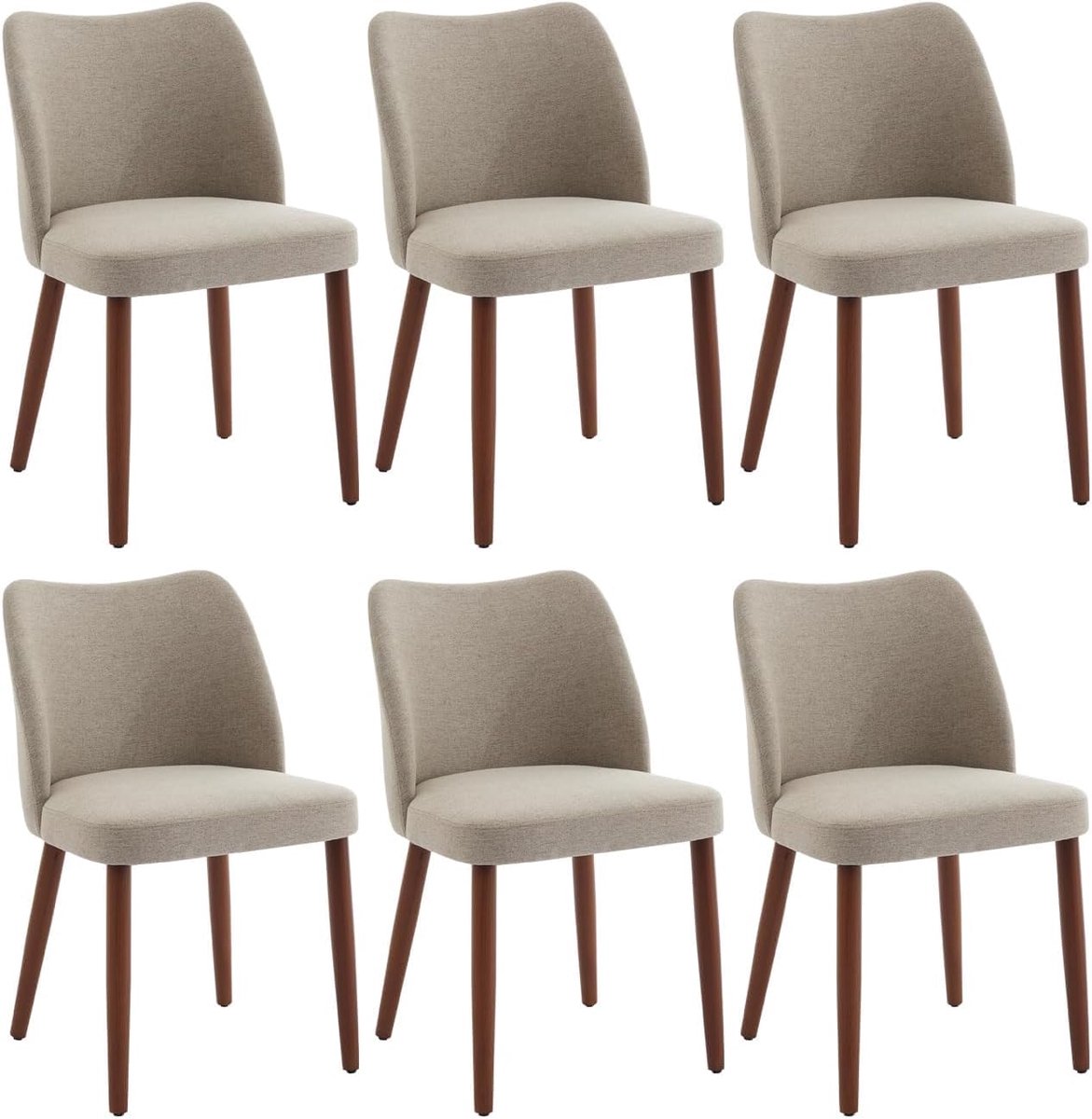 Eetkamerstoelen Set van 2 - Khaki Stoelen Wing Backrest Houten Poten