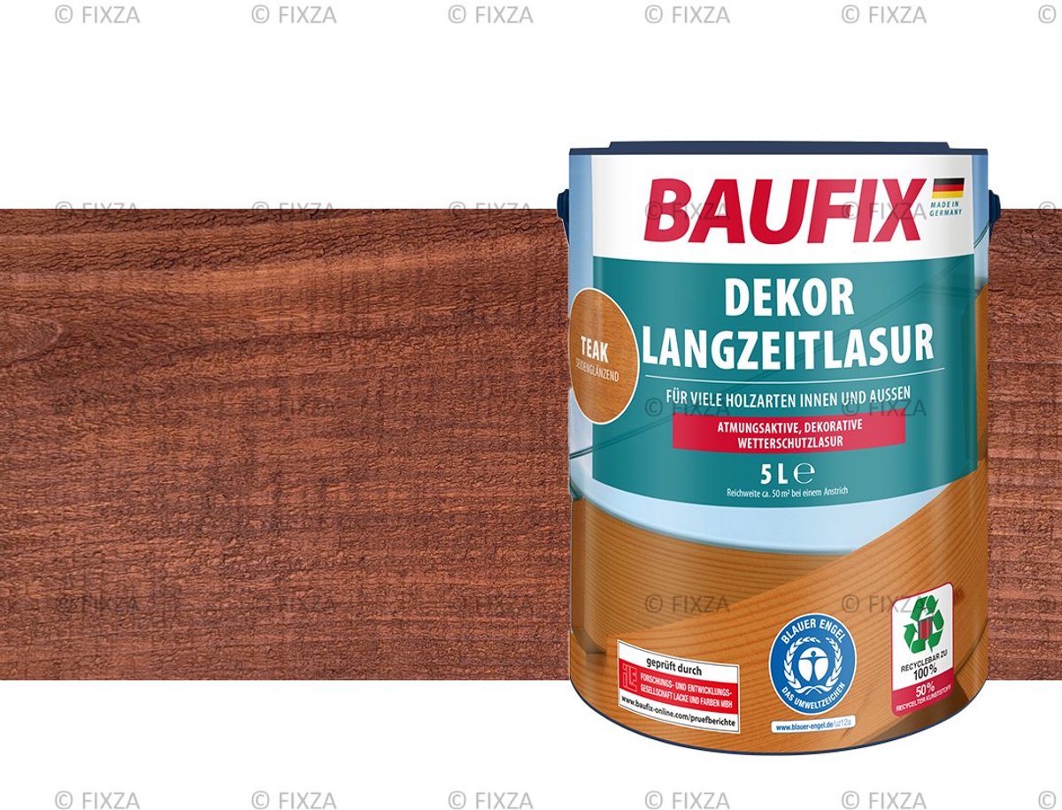 BAUFIX Decor Houtbeits – Teak – Zijdeglans 5L – Buiten & Binnen – Voor Schutting, Tuinhuis & Blokhut – UV- & Weerbestendig