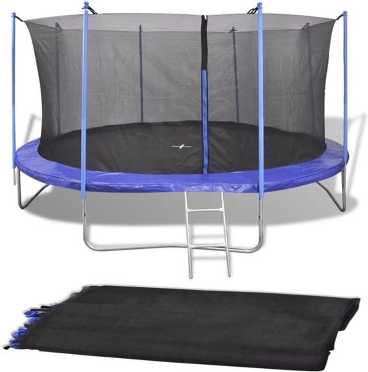 Trampolineveiligheidsnet - Trampolineomheining - Veilig springen - Waterbestendig PE-materiaal - 366 meter diameter - Zwart