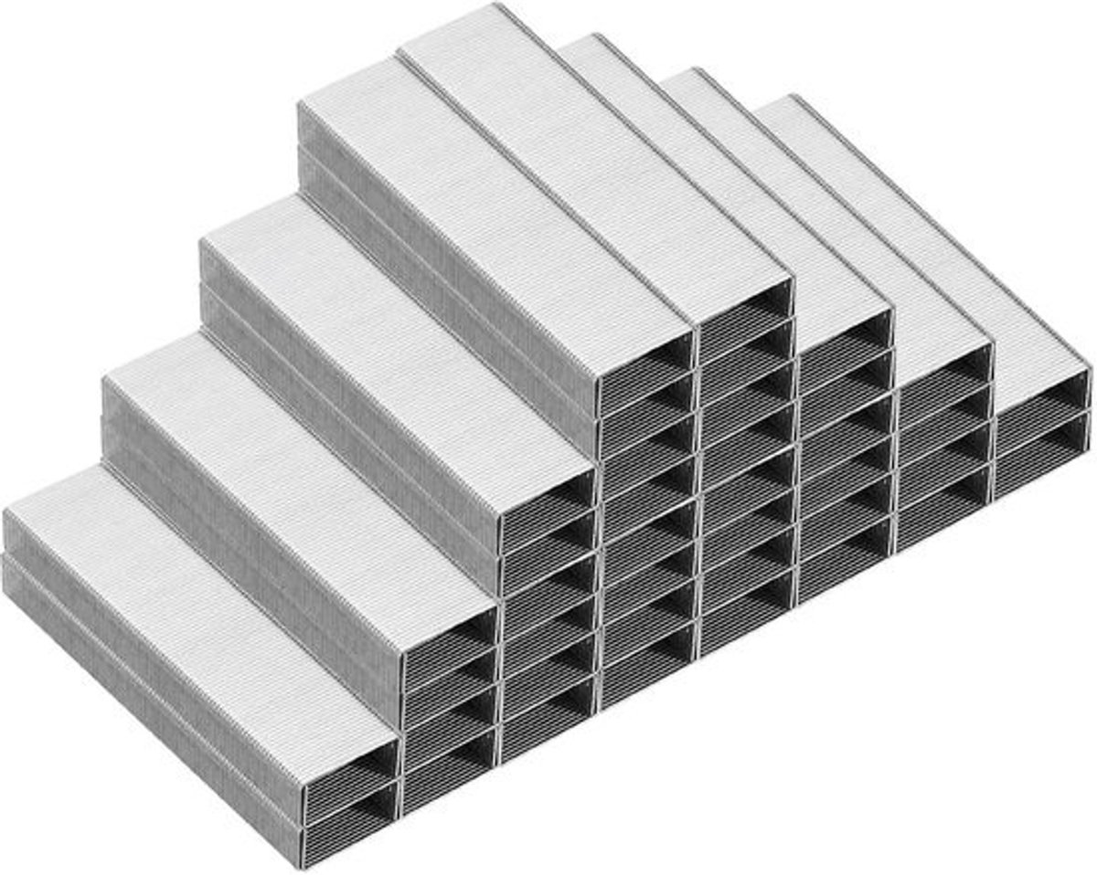 Standaardnietjes - Kantoornietjes - Voor papierorganisatie - Vlakke punt - 26/6 - Zilverkleurig