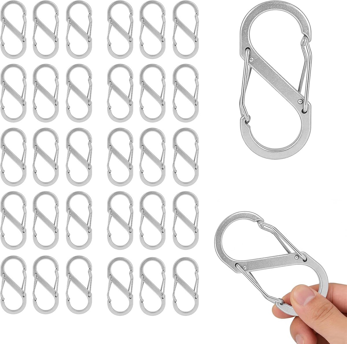 S-vormige dubbele karabijnhaken 50 mm - 30 stuks in verschillende kleuren - mini-karabijnhaken - perfect voor knutselen - ShopVlot