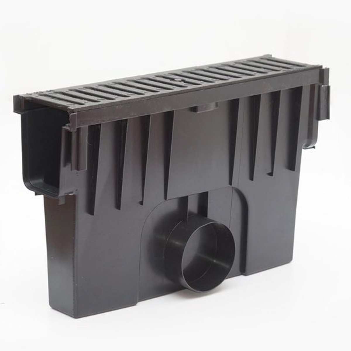 Tuinafvoer en bodemgoot - voor regenwaterafvoer - voor efficiënte waterafvoer - beloopbaar gietijzeren rooster - C250-systeem - 148 mm - zwart