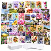 Cards & Crafts 50 Blanco Bloemenkaarten met Envelop – 12 x 17 cm – 250 g/m² Gevouwen Wenskaarten Zonder Tekst