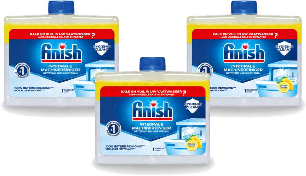 3 x Finish - Integrale Machinereiniger - Hygienic Clean - Anti-Kalk & Anti-Vuil - Citroen - 250ml - Bulkverpakking - 3 stuks