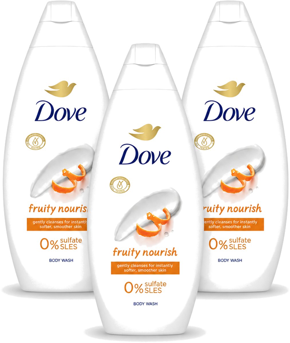 3 x Dove Fruity Nourish - Douchegel - Sulfaatvrij - 250 ml - Voordeelverpakking - 3 stuks