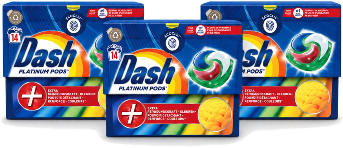 3 x Dash Platinum - Wasmiddel Capsules - Gekleurde Was - 14 Wasbeurten - Voordeelverpakking - 3 stuks