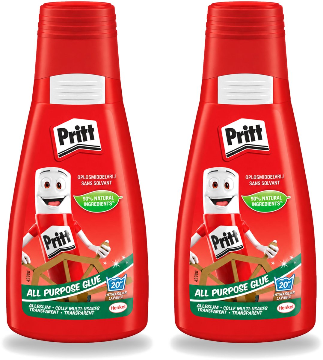 2 x Pritt - Alleslijm - Uitwasbaar - 90% Natuurlijke Ingrediënten - 100g - Voordeelverpakking - 2 stuks