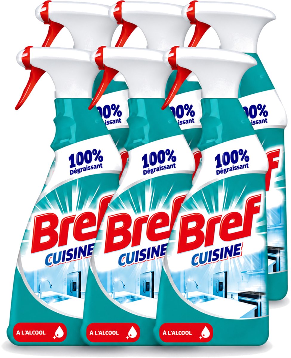 6 x Bref Keuken - Reinigingsspray - Ontvetter - Met Alcohol - 750 ml - Voordeelverpakking - 6 stuks
