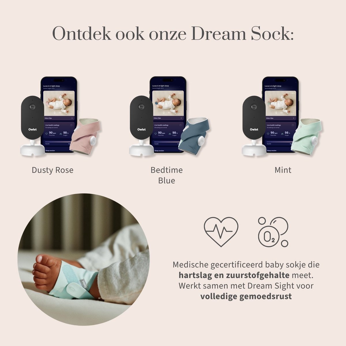 Owlet Dream Sight™ Babyfoon met camera 2K HD Camera – Baby monitor met Huil-, Geluids- & Bewegingsdetectie - Volg overal live via je telefoon met Gratis Dream App - Wit thumbnail 5