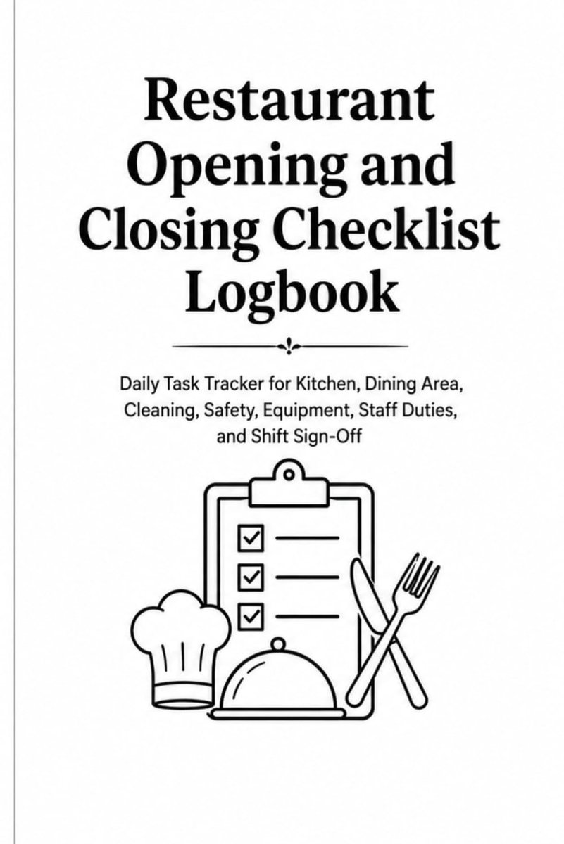 Restaurant Opening and Closing Checklist Logbook: Daily Task Tracker for Kitchen, Dining Area, Cleaning, Safety - ShopVlot