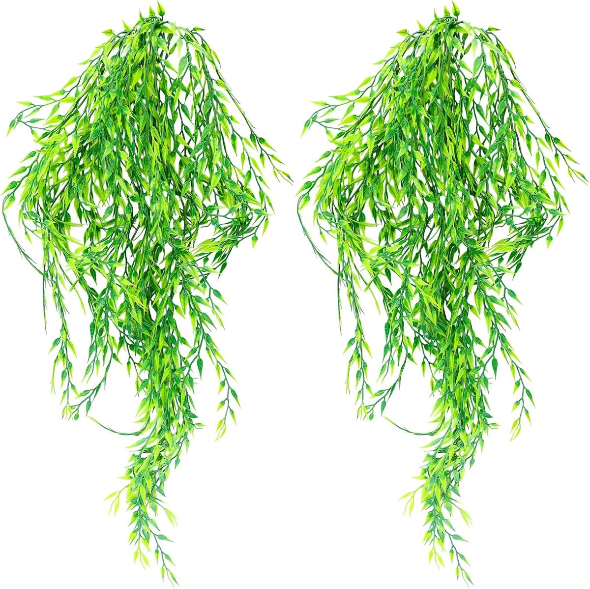 Kunstmatige hangplanten 95 cm - nepvarens en klimop - groene uitstraling - perfect voor wanddecoratie - Luxento