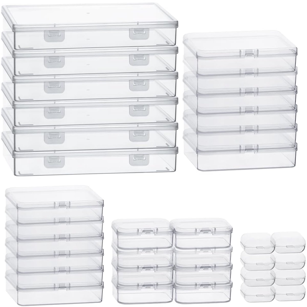 RETON 36 stuks gemengde maten plastic rechthoekige doorzichtige organizer opbergdoos, kleine plastic containers met - ShopVlot