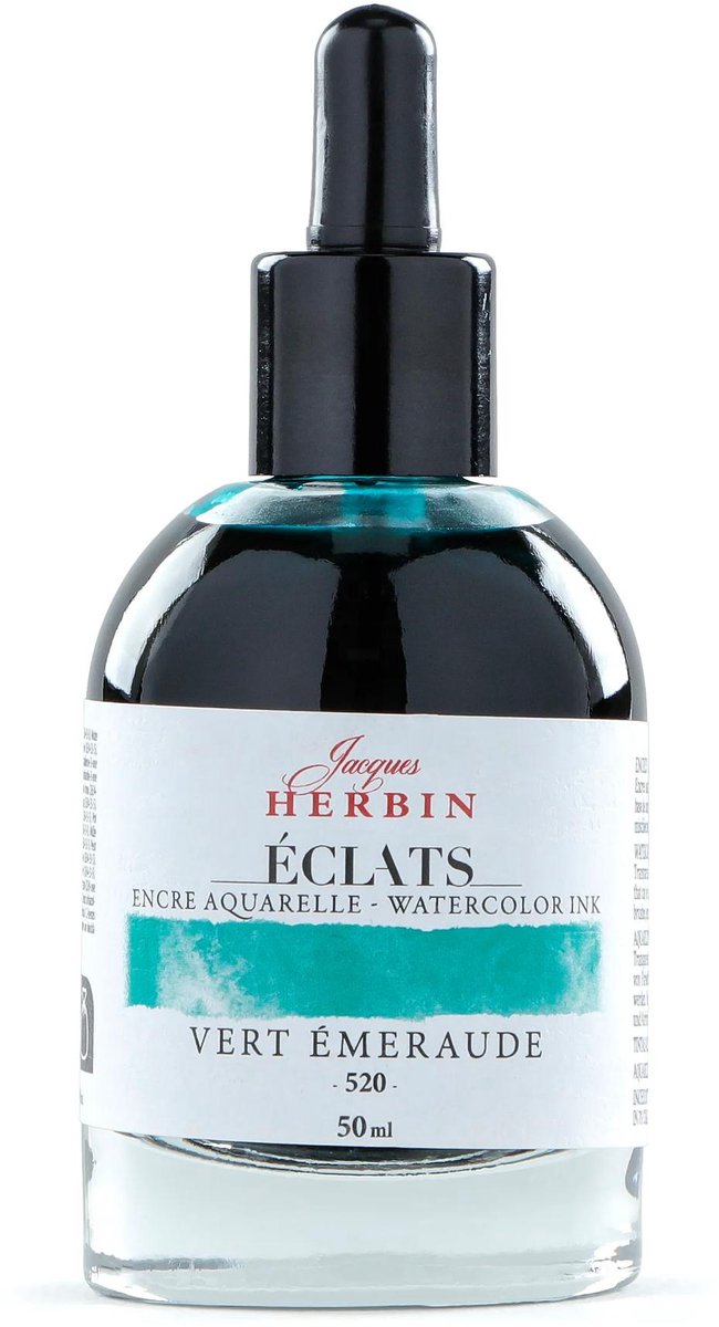 Jacques Herbin Éclats – Aquarel Inkt – Vloeibare Aquarelverf – Smaragd Groen– 520 – 50 ml