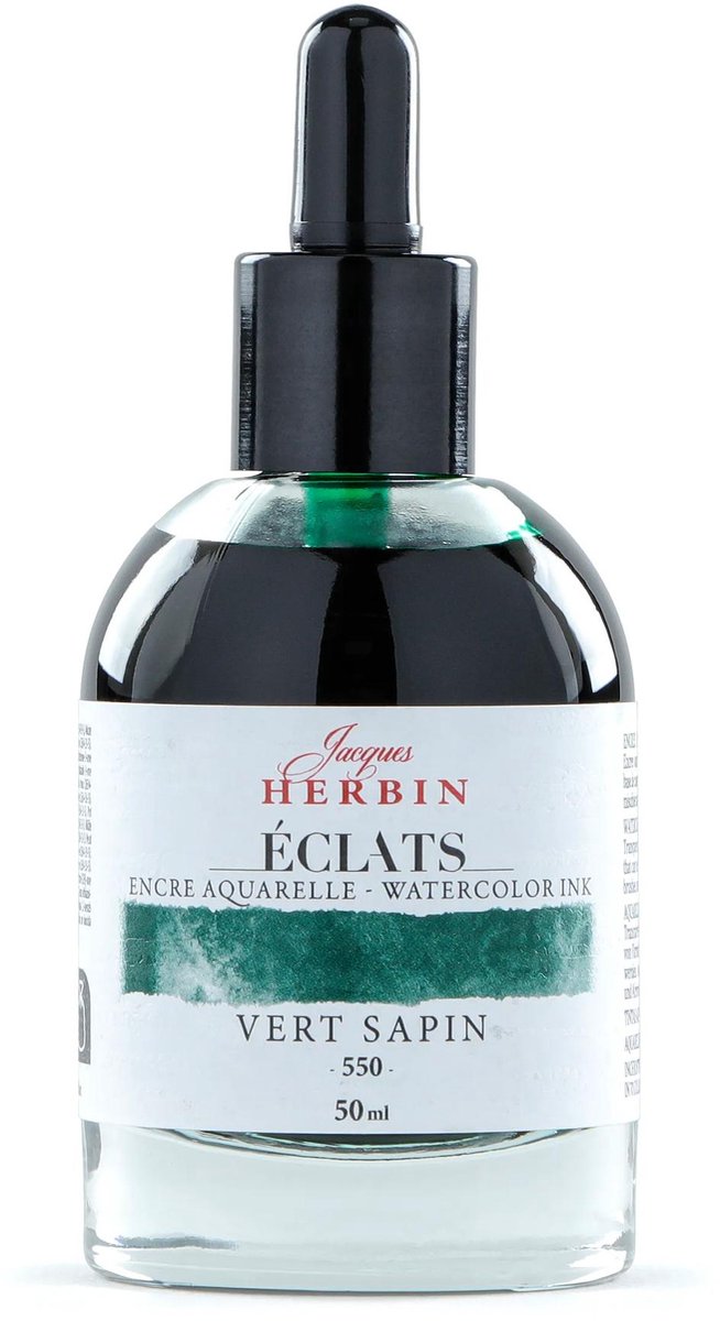 Jacques Herbin Éclats – Aquarel Inkt – Vloeibare Aquarelverf – Denne Groen – 550 – 50 ml
