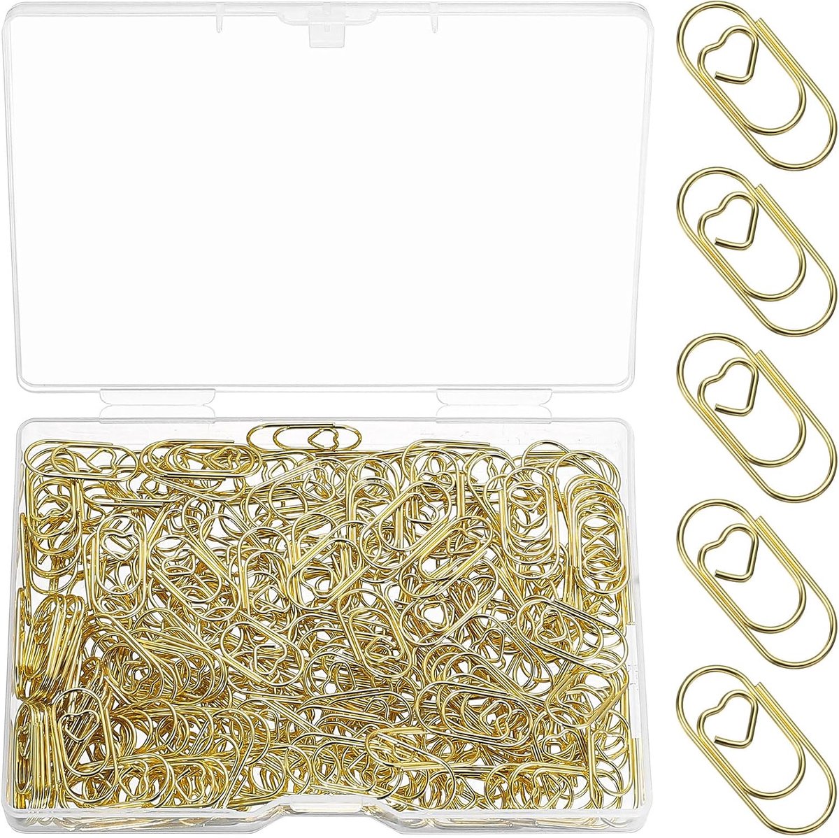 200 stuks paperclips, hart goud, metalen paperclips, motief, kleine paperclips, paperclips voor paperclips - ShopVlot