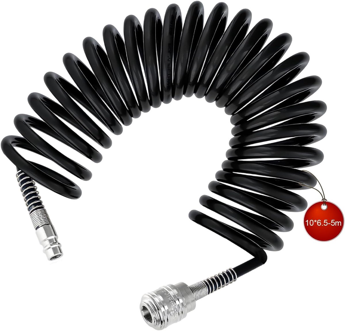 5 m Compressed Air Spiral Hose, Spiral Compressor Hose, Diameter 10 x 6.5 mm Air Pressure Hose, Black Compressed Air - ShopVlot