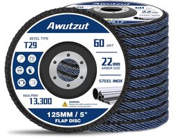Awutzut Fan Disc 125 mm, Grit 60 Slat Discs for Angle Grinder, Metal, Wood, Pack of 10, T29 Sanding Discs - ShopVlot