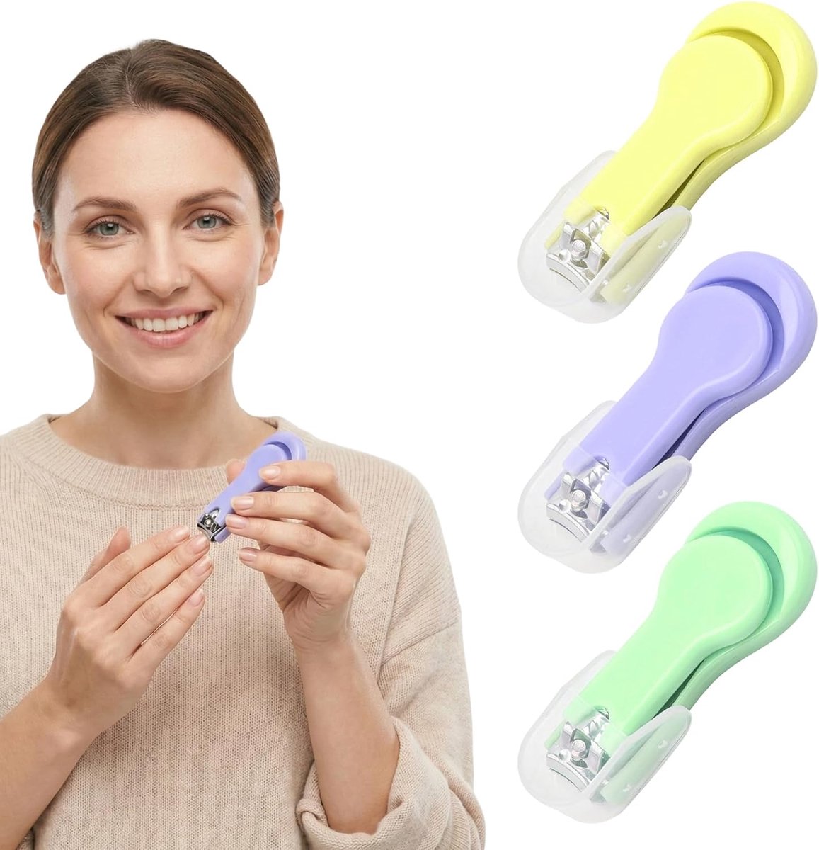 SnelShoppen - 3 Stuks Nagelknipper voor Baby's en Kinderen, Hoogwaardig Roestvrij Staal, Klein Lemmet, Veilige Beschermafdekking, Ideaal voor Thuisgeb