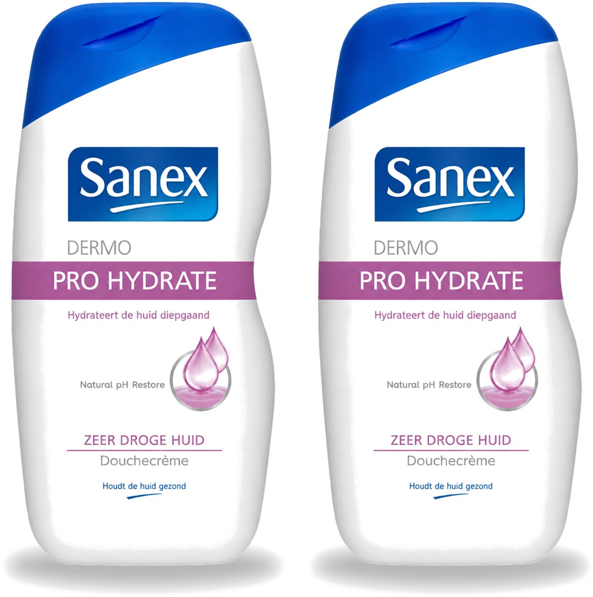 2 x Sanex Dermo - Pro Hydraterend - Douchecrème - Zeer Droge Huid - 500 ml - Voordeelverpakking - 2 stuks