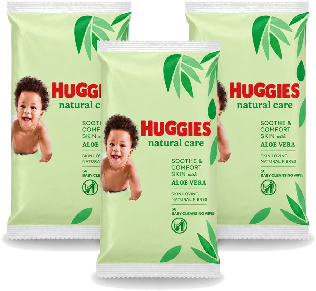 3 x Huggies - Billendoekjes - Huidvriendelijk - Met Aloë Vera - 56 Babydoekjes - Voordeelverpakking - 3 stuks