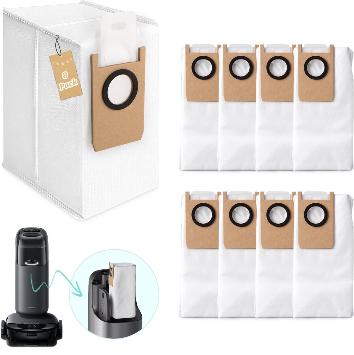RongZy Pack of 8 Replacement Vacuum Cleaner Bags Compatible with Eufy Omni S1 Pro Vacuum Cleaner Accessories 2.5 L - ShopVlot
