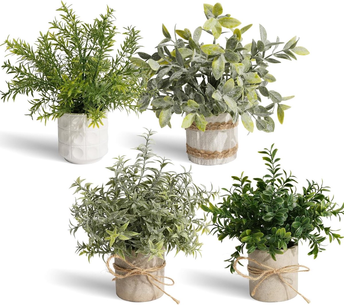 Set van 4 kunstplanten, klein en echt, voor woonkamerdecoratie - ShopVlot