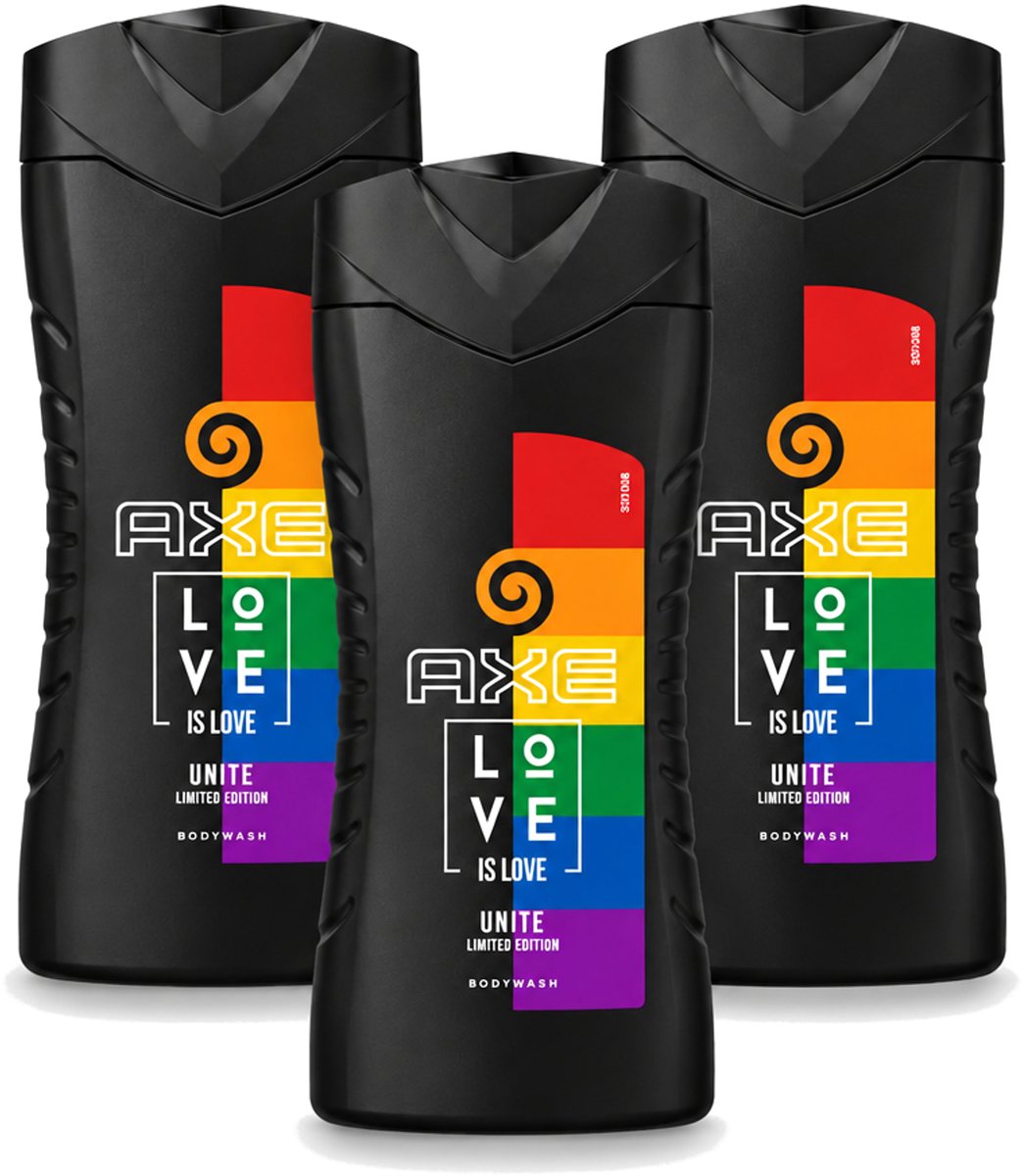 3 x AXE – Bodywash – Unite Love Is Love – 250 ml - Voordeelverpakking - 3 stuks