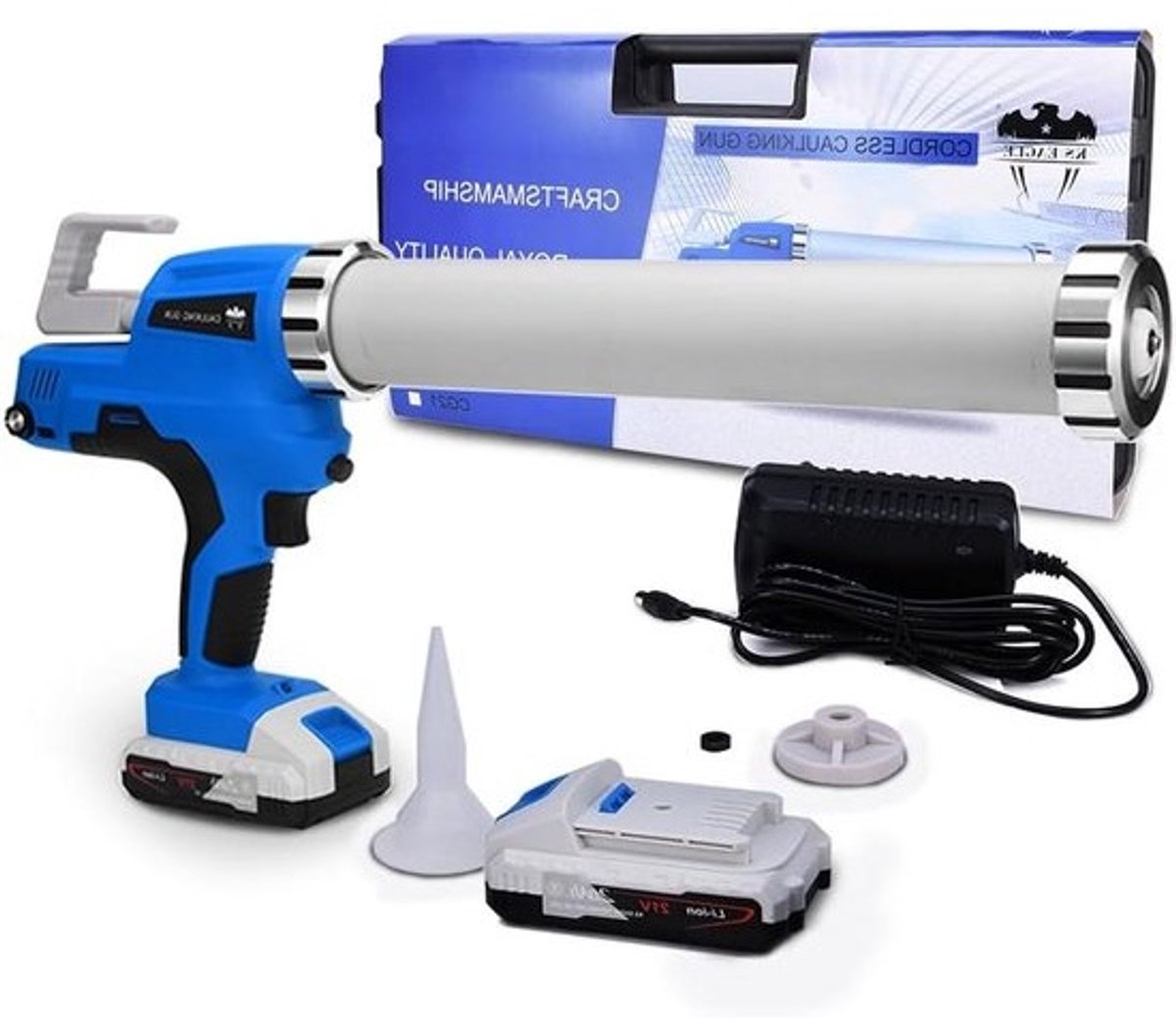 Accukitspuit - Elektrisch kitpistool - Voor het aanbrengen van kit - 6500 N kracht - 300 ml - Grijs