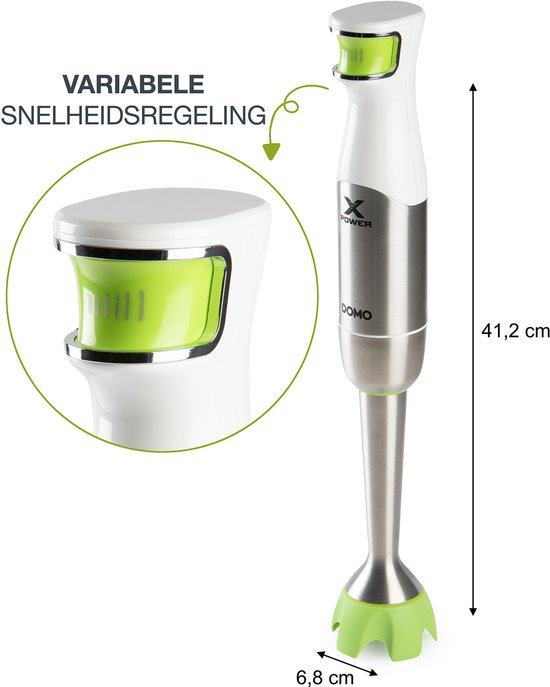 DOMO DO9298M Staafmixer "XPower Flex" - Met Maatbeker - 1200W - RVS - Wit/Groen van Domo — afbeelding 5