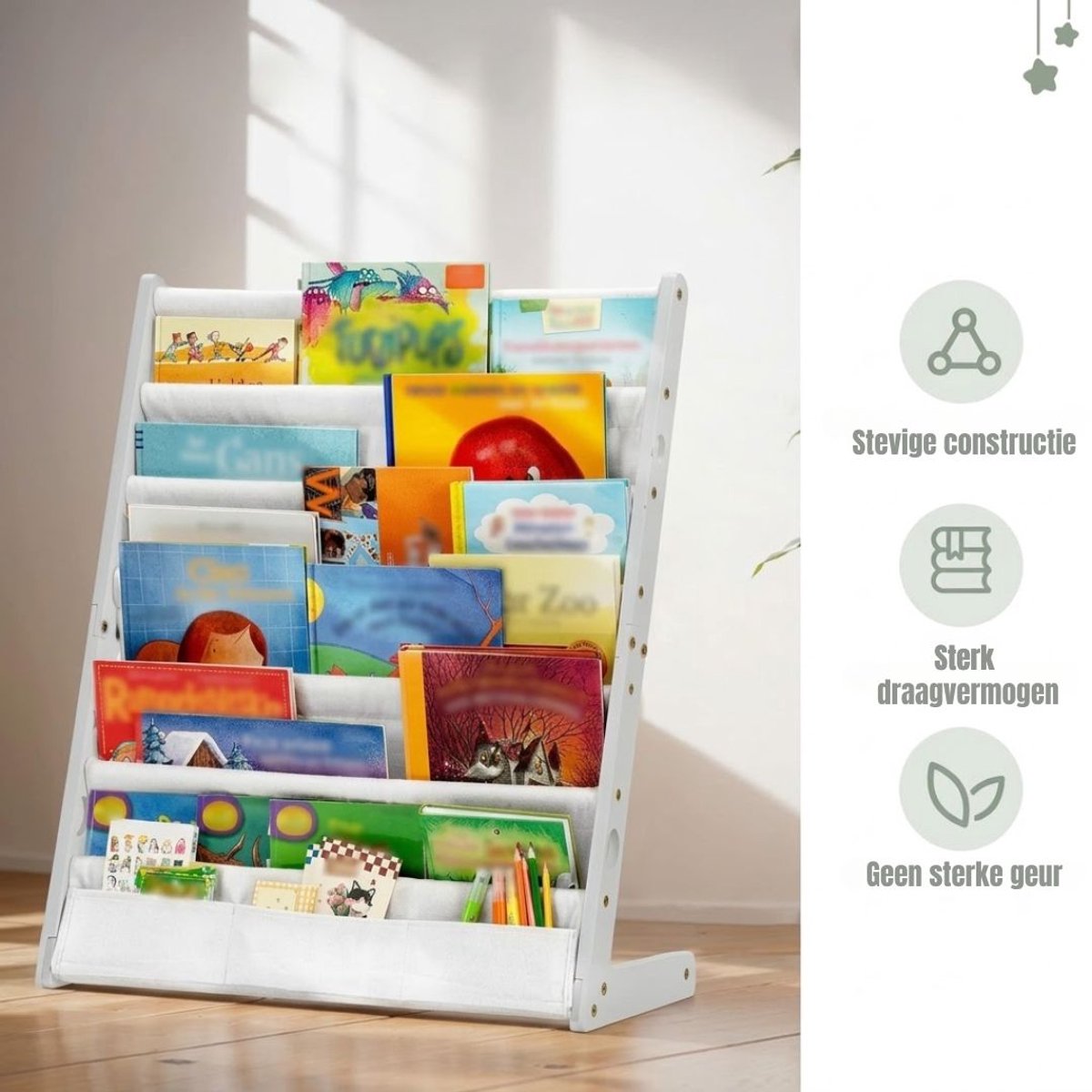 Levo® Kinderboekenkast - Boekenkast - Kinderboekenrek - Wit - 63 x 30 x 76 cm