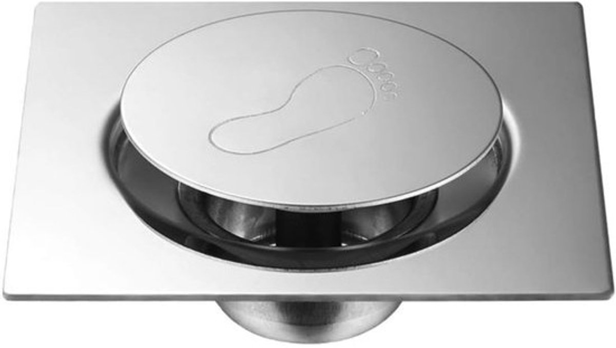 RVS-vloerafvoer - Douchegoot voor keuken - Voor het afvoeren van water - Veersluitingsmechanisme - 12 x 12 cm - Zilver