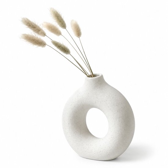 VHV - Vaas keramiek - Witte keramische vazen - Wit - 14cmx13 cm - Japandi vaas - Vaas in druppelvorm - Mattes keramiek vazen - voor thuisdecoratie